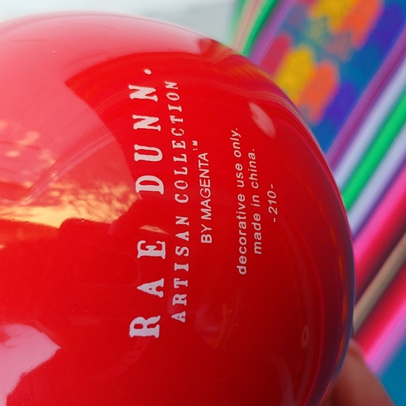 Rae Dunn Set of Two Ceramic Christmas Sphere Ornaments in White & Red - Picture 9 of 11